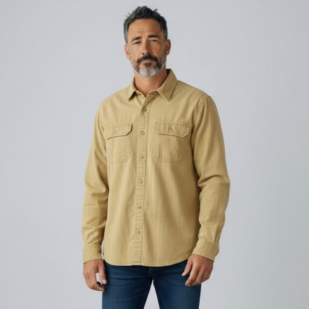 Vintage L.L. Bean Butter Yellow Cotton Casual Button-Up Shirt